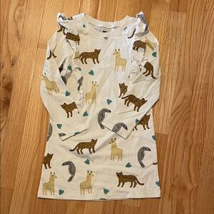 Kids Animal Print Long Sleeve ruffle dress